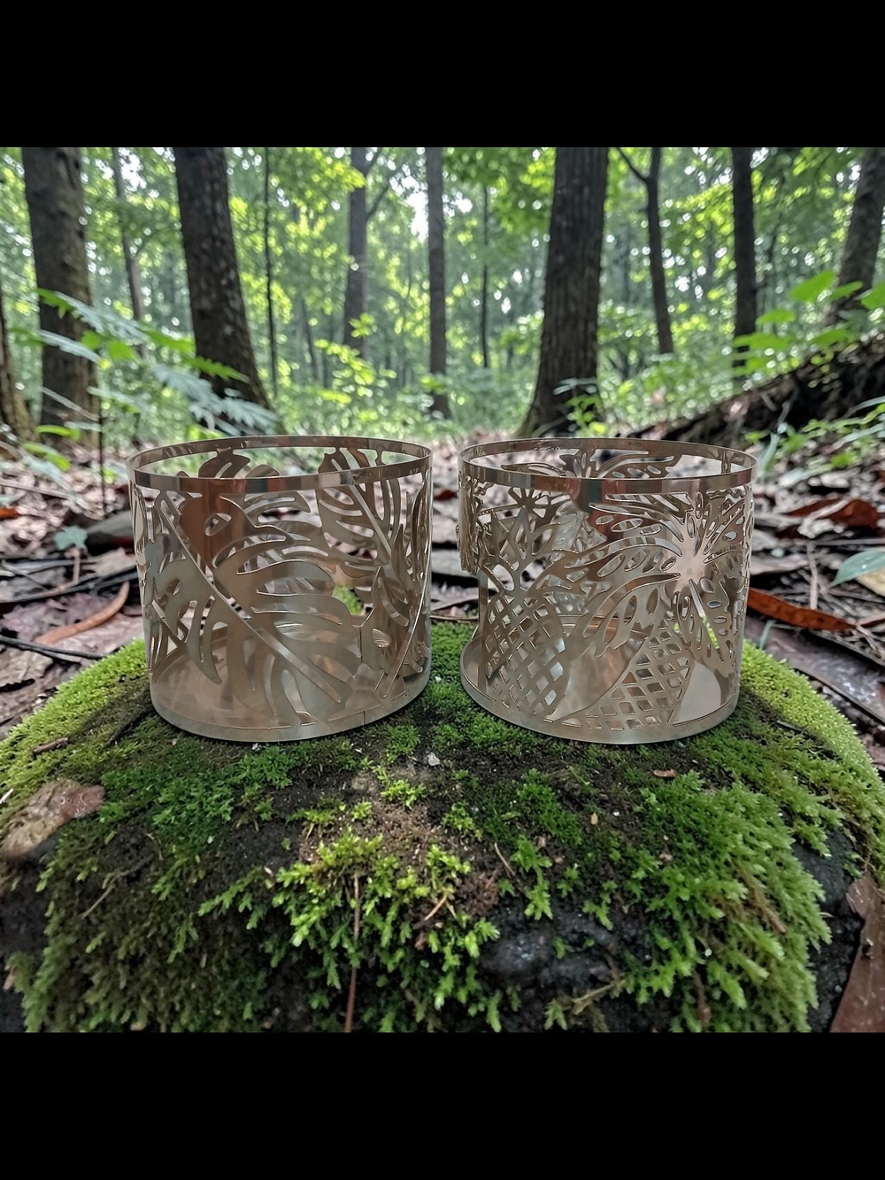 Bath & Body Works Rose Gold Tropical Cutout Candle Holders - Set of 2